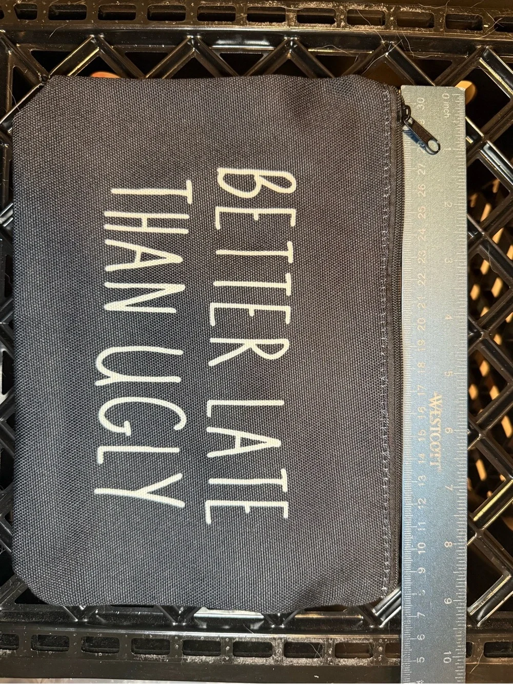 Canvas Zip Pouch - Black with White Text